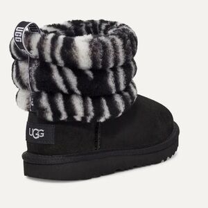 UGG Fluff Mini Quilted Zebra Little Girls Boots Size 10